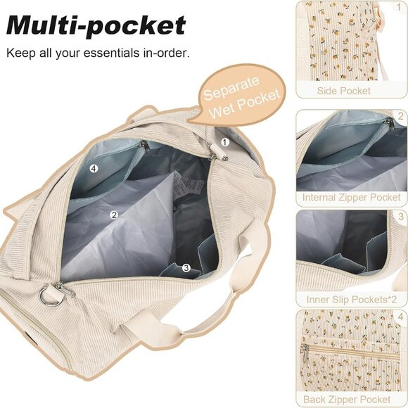 for Gym Sports Women Girls Workout Travel Bag Weekender with Shoe Compartment an - Picture 5 of 9